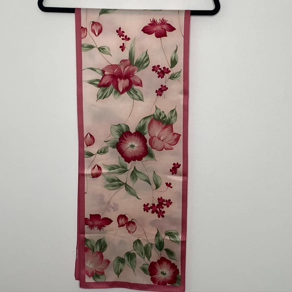Pink‎ floral silk scarf